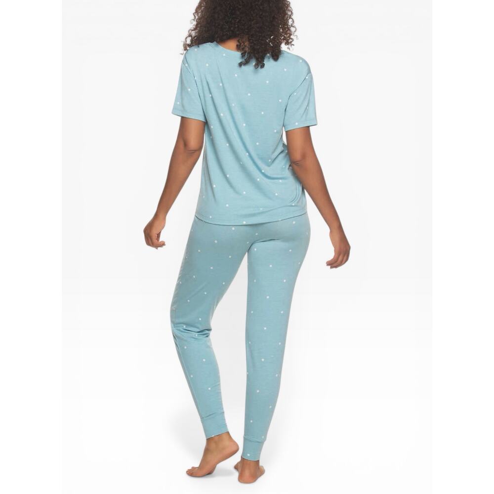 Felina 3pc Lounge Set Blue Dots Tee Shorts Pants Women XS NWT - Picture 4 of 5